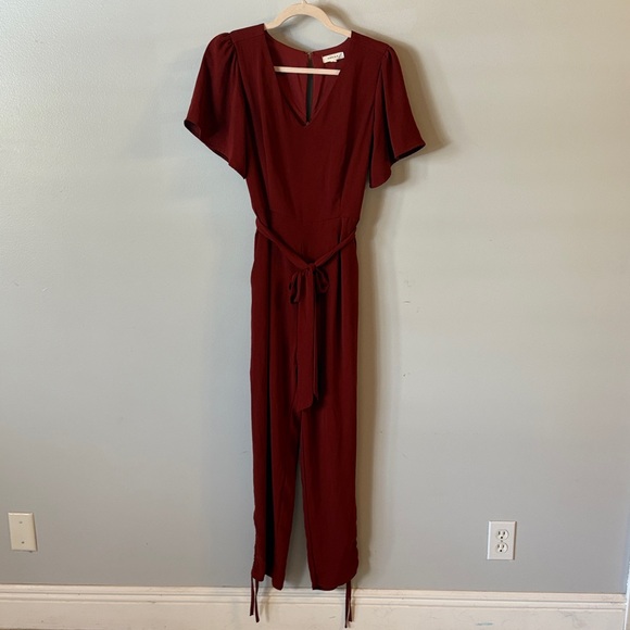 Gilli Pants - [Gilli] Deep Red Belted Jumpsuit - Size Small